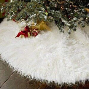 30 Inch Merry Christmas Party Faux Fur Christmas Tree Skirt Decorations